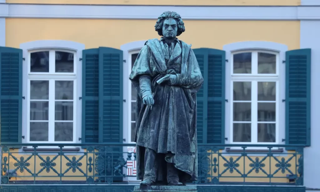 A statue of Ludwig van Beethoven in Bonn, Germany, which is celebrating his 250th birthday.