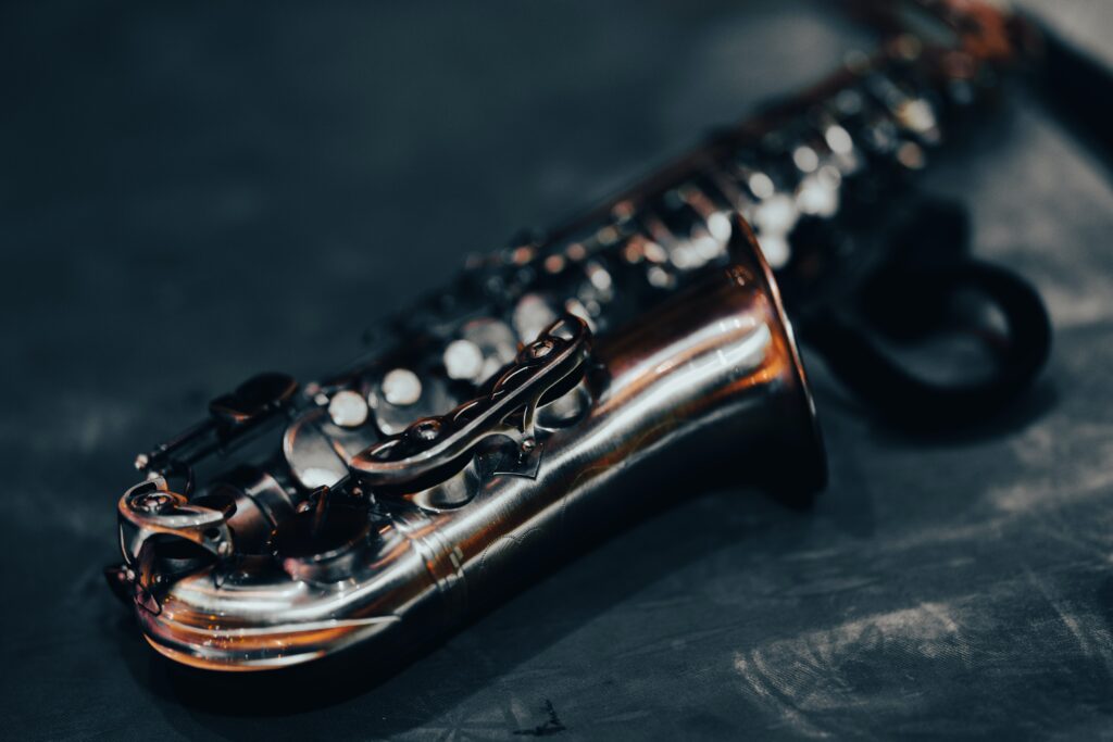 close-up shot of a saxophone 