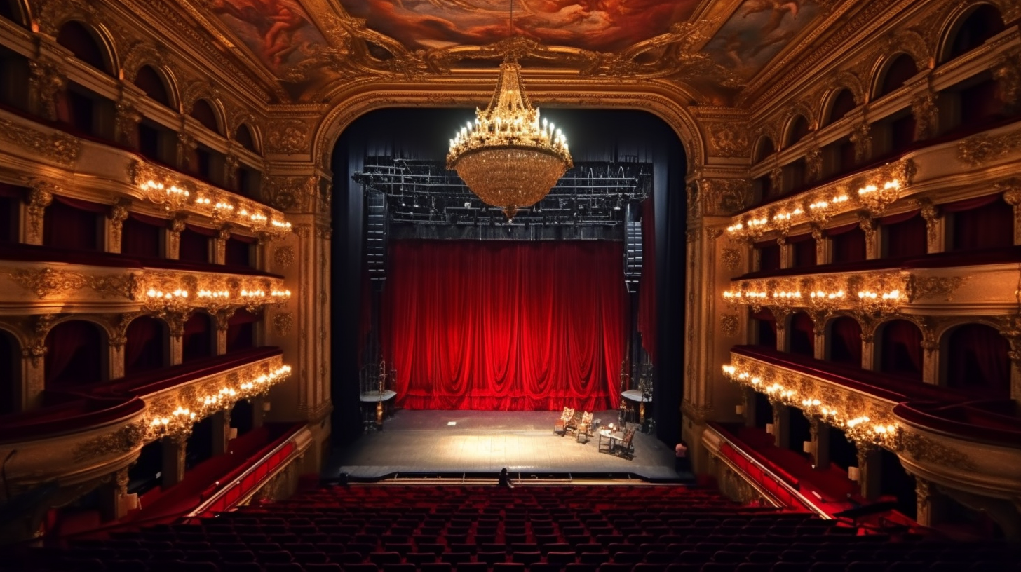 the interiors of an elegant opera house